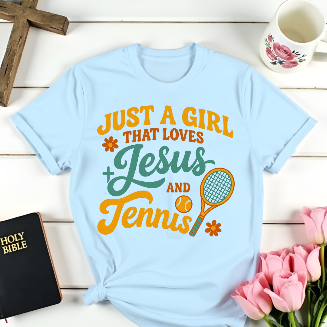 Girl Loves Jesus & Tennis T-Shirt