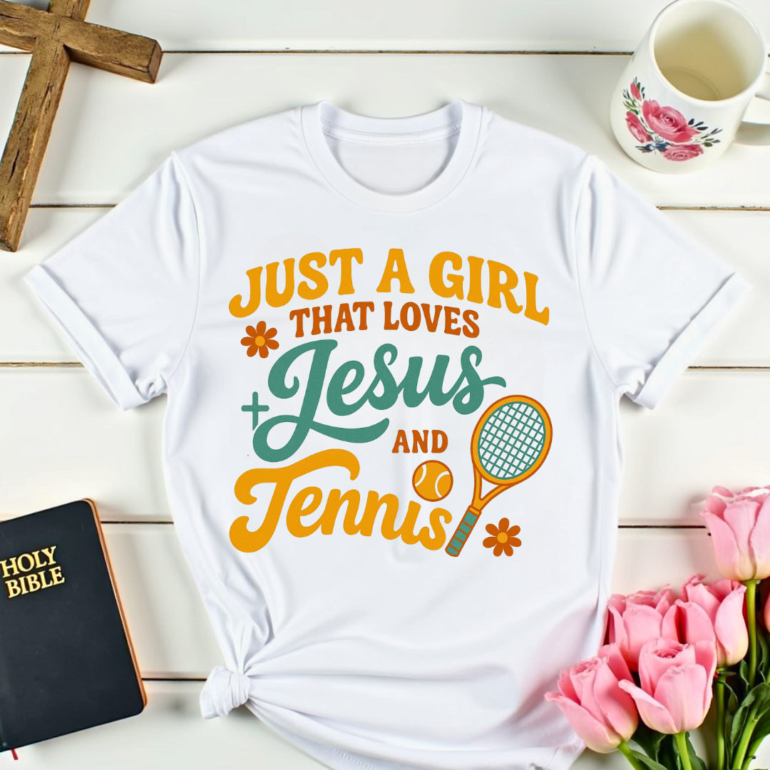Girl Loves Jesus & Tennis T-Shirt
