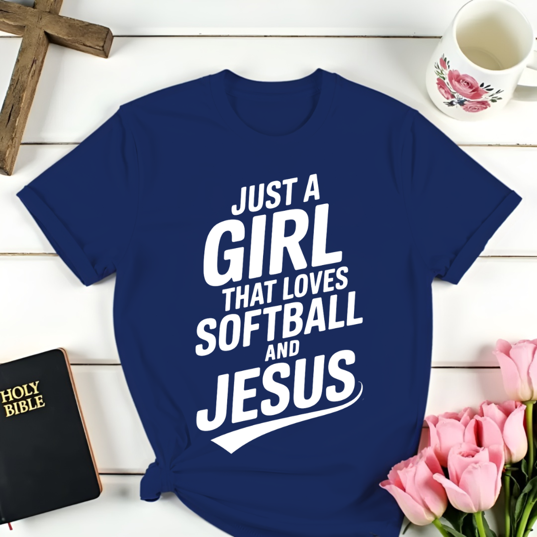 Girl Loves Softball & Jesus T-Shirt