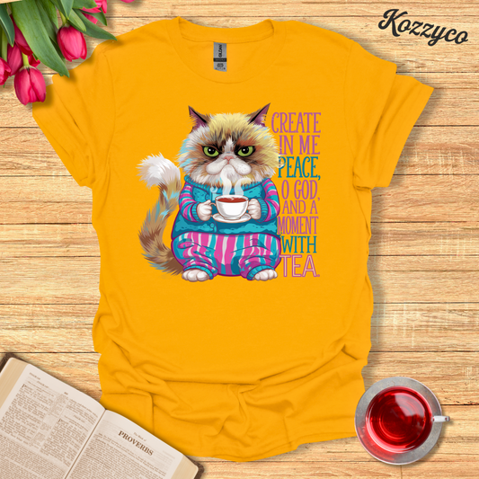 Psalm 51:10 Cat & Tea T-Shirt  Kozzyco