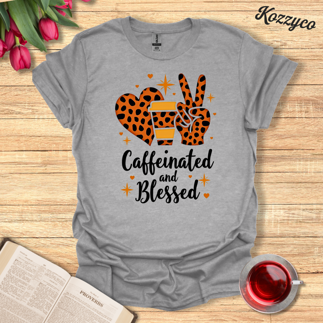 Caffeinated and Blessed T-Shirt  Kozzyco