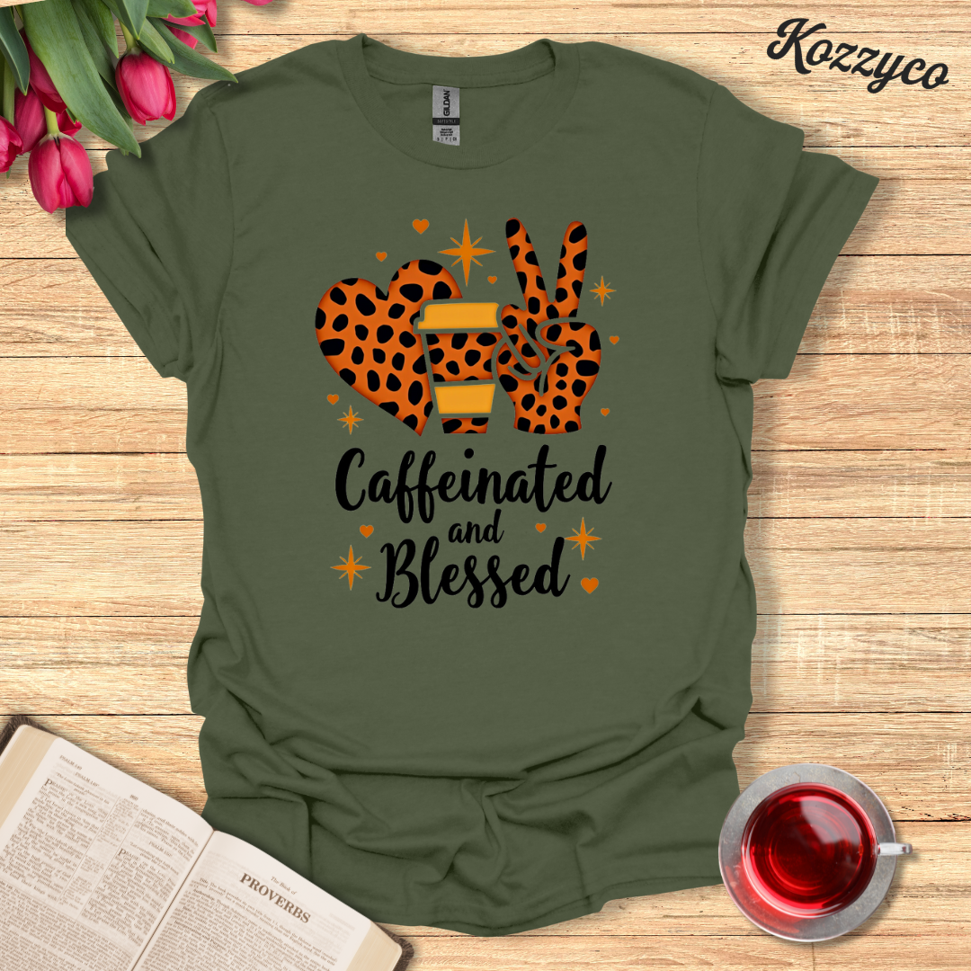 Caffeinated and Blessed T-Shirt  Kozzyco