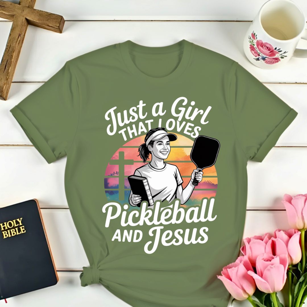 Girl Loves Pickleball & Jesus T-Shirt