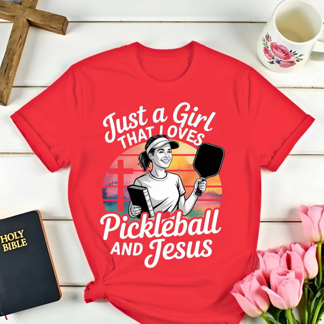 Girl Loves Pickleball & Jesus T-Shirt