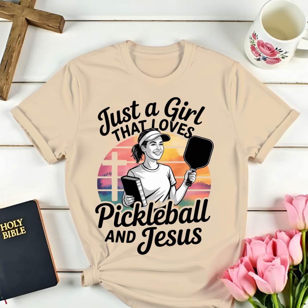 Girl Loves Pickleball & Jesus T-Shirt
