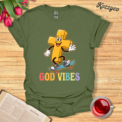 God Vibes Skating Cross T-Shirt  Kozzyco