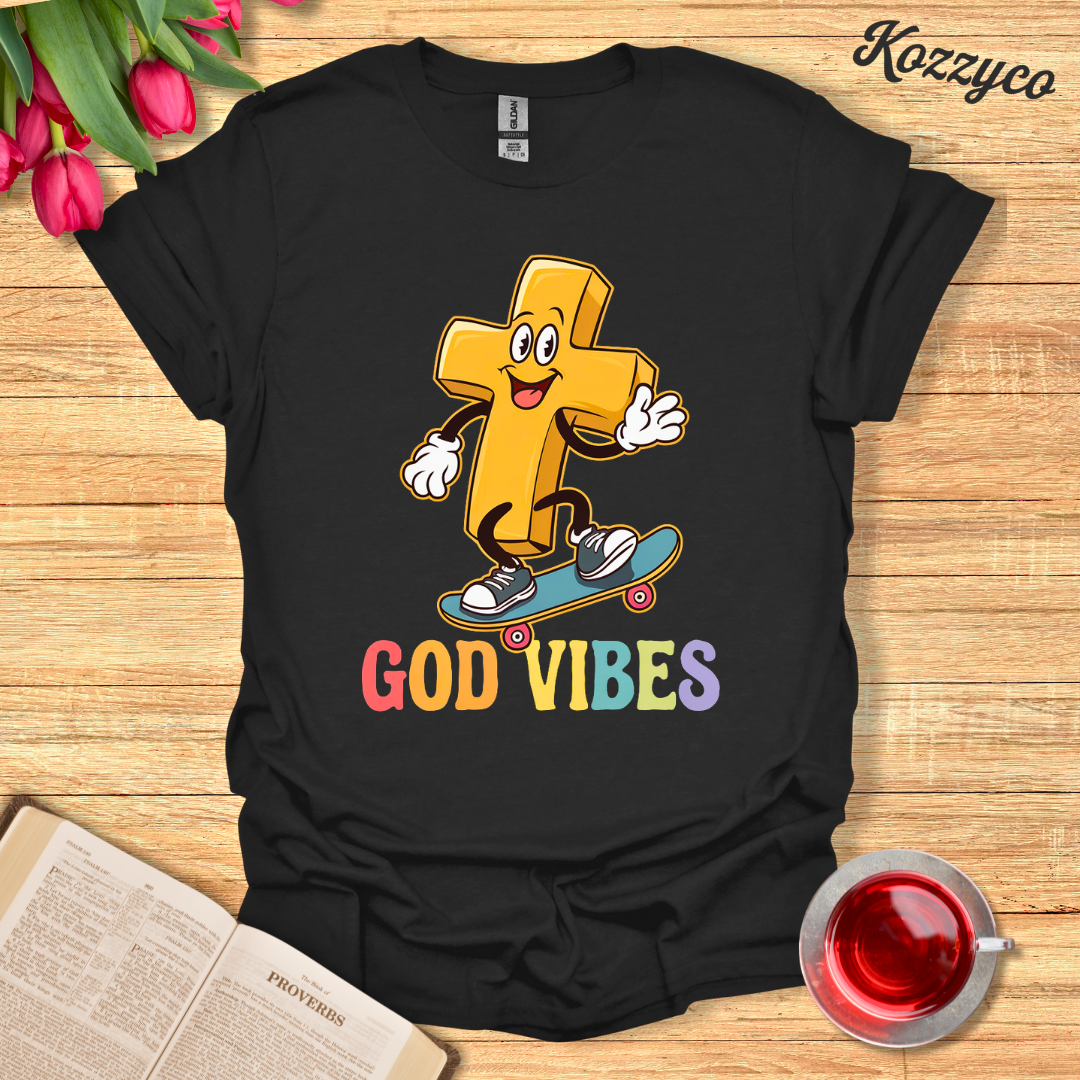 God Vibes Skating Cross T-Shirt  Kozzyco