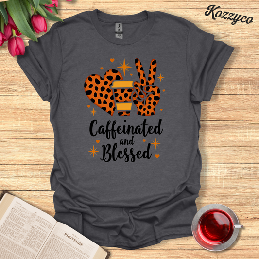 Leopard Caffeinated and Blessed T-Shirt  Kozzyco