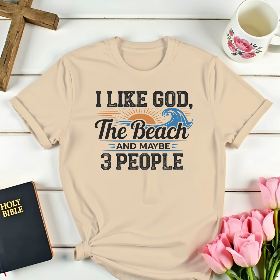 God The Beach & 3 People T-Shirt