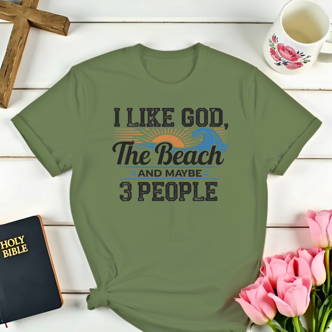 God The Beach & 3 People T-Shirt