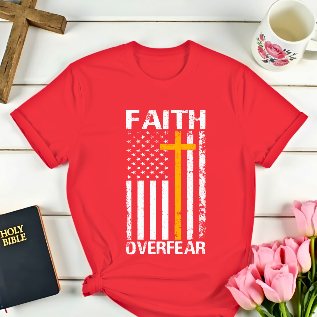 Faith Over Fear Distressed Flag T-Shirt