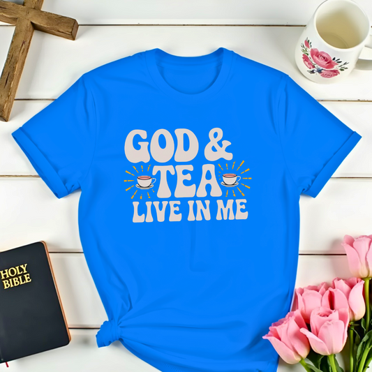 God & Tea Live in Me T-Shirt - Teacups