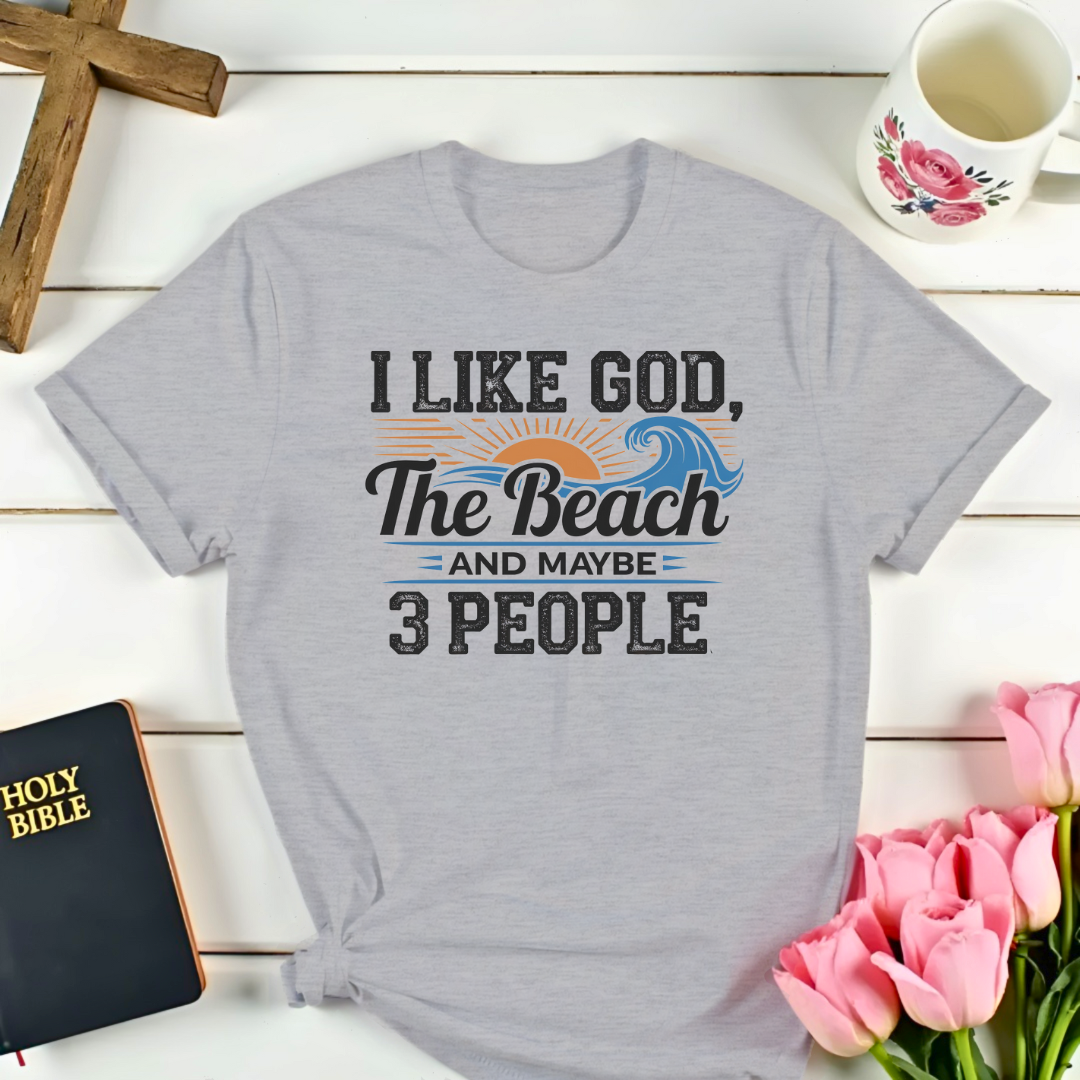 God The Beach & 3 People T-Shirt