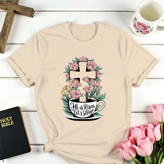 Floral Tea and Cross T-Shirt