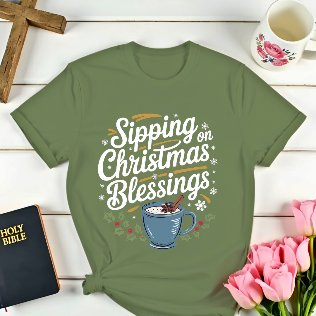 Sipping On Christmas Blessings T-Shirt