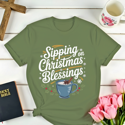 Sipping On Christmas Blessings T-Shirt