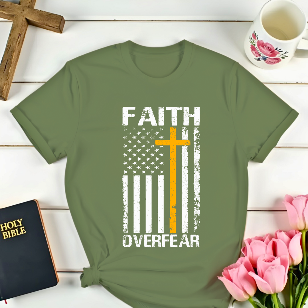 Faith Over Fear Distressed Flag T-Shirt