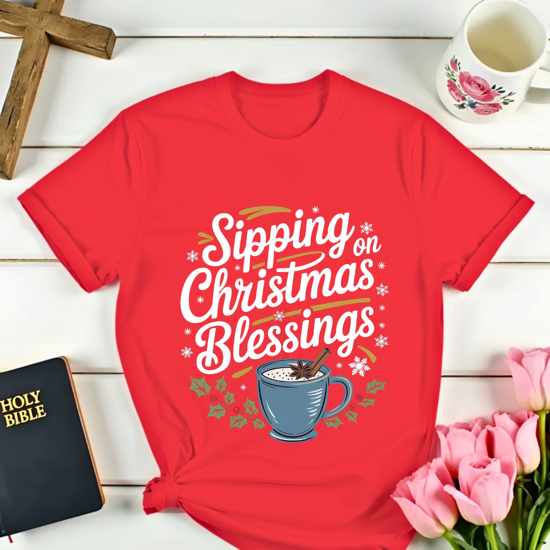 Sipping On Christmas Blessings T-Shirt