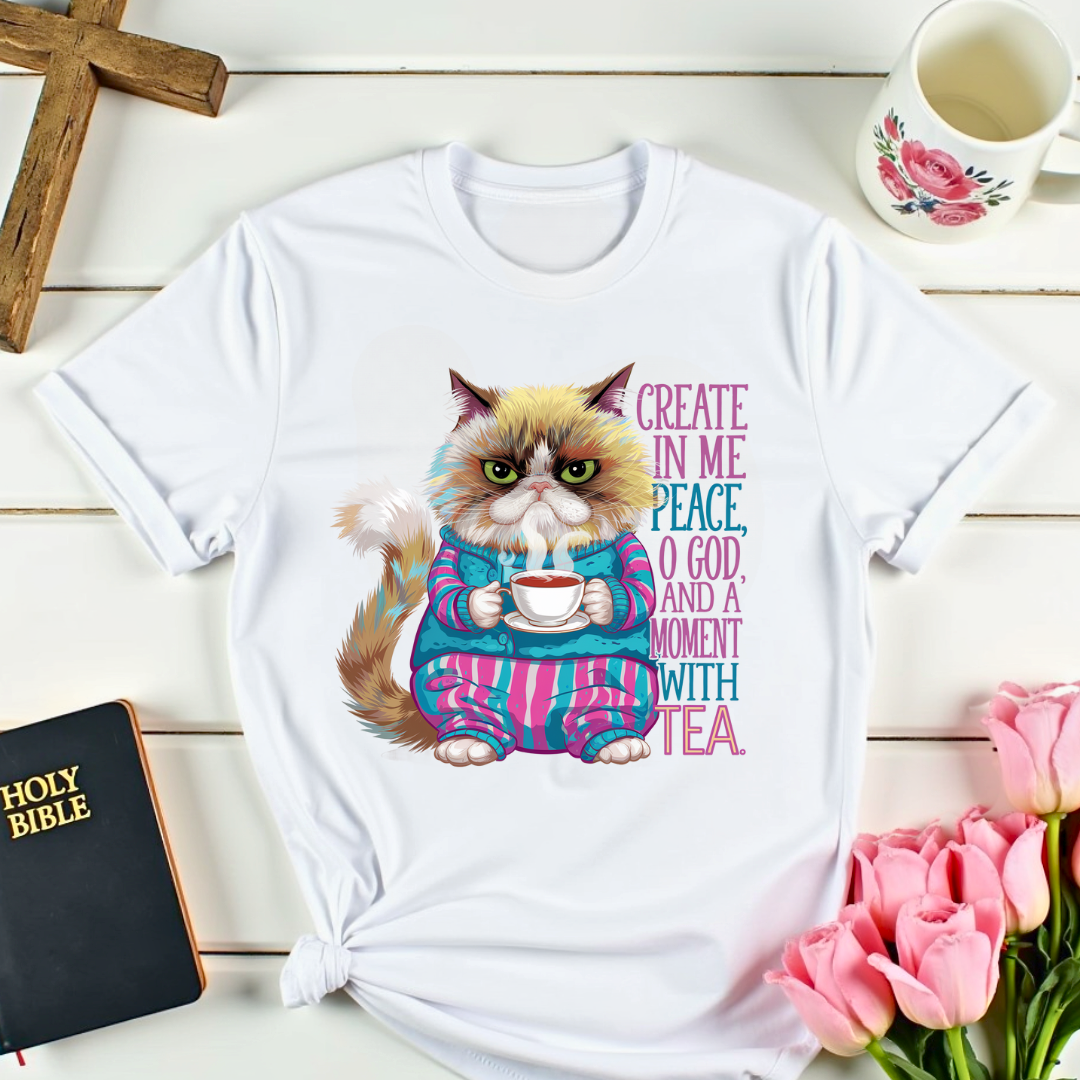 Peaceful Cat Tea -Shirt