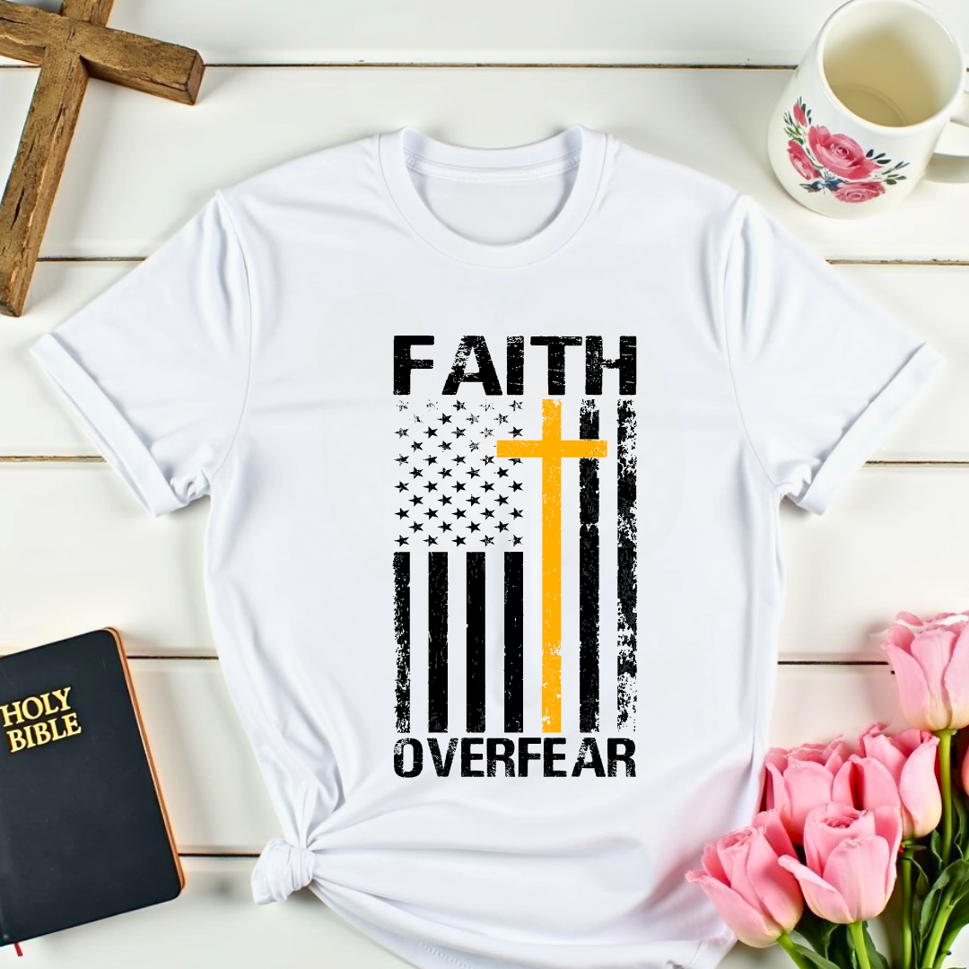 Faith Over Fear Distressed Flag T-Shirt