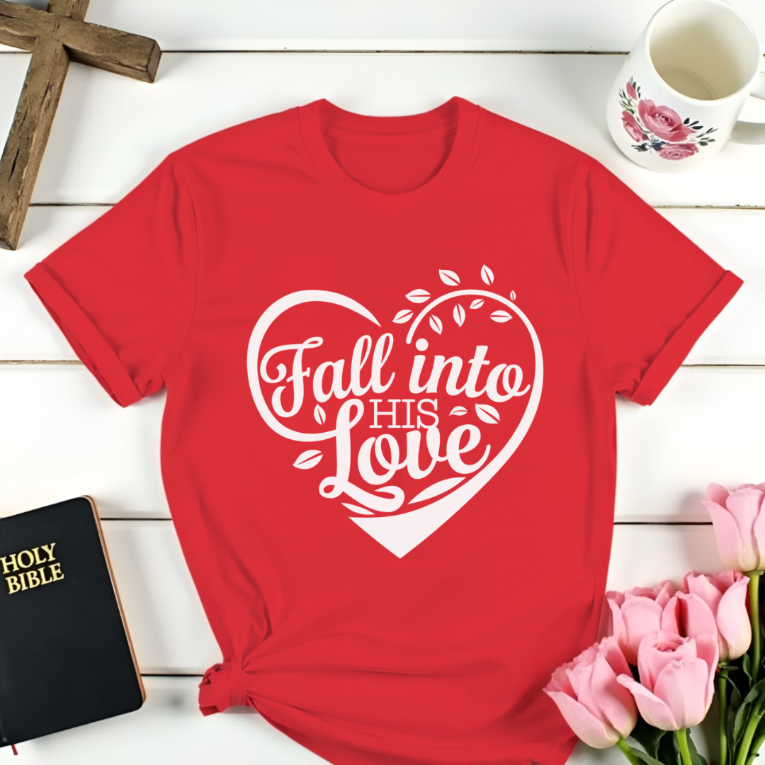 Fall Into His Love T-Shirt - Heart